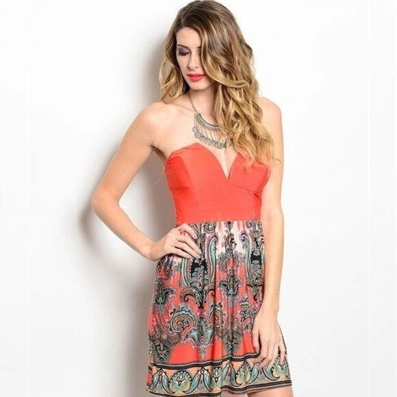 *Clearance* G. Reve Orange Strapless Dress - Picture 3 of 3